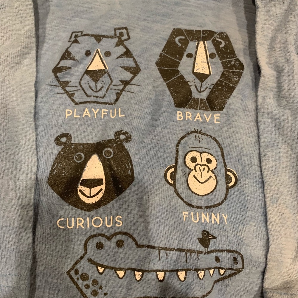 Blue long sleeved animal shirt little boys